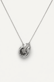 Duo necklace, semi paved, white gold